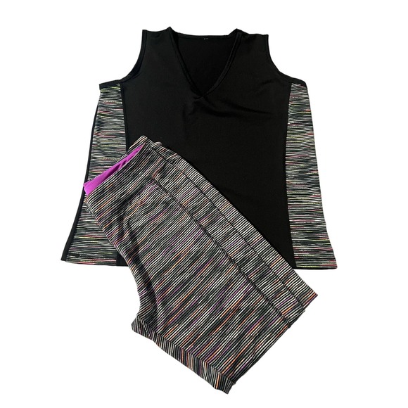 TAKE A WALK Women's Workout Shirt Sleeveless V Neck Pull On Pants Plus Size 3XL - Picture 6 of 13